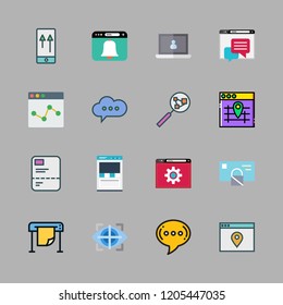 computer icon set. vector set about search, report, eye tracking and printing icons set.