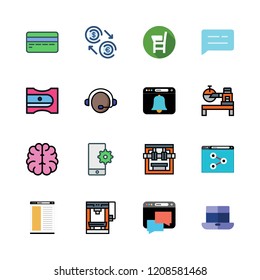 computer icon set. vector set about exchange, support, chat and industrial robot icons set.