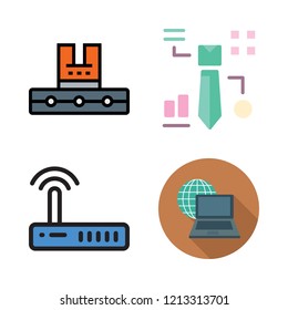 computer icon set. vector set about industrial robot, graphic, wifi and laptop icons set.