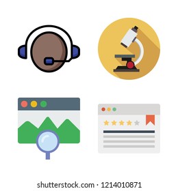 computer icon set. vector set about browser, microscope and support icons set.