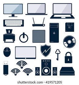 Computer icon set. Vector illustration.