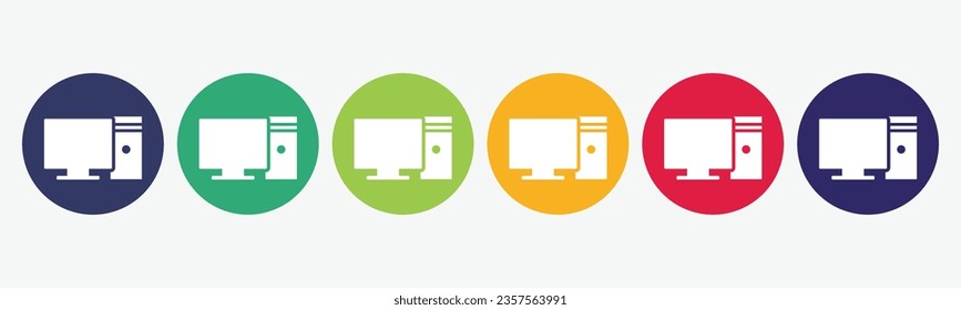 Computer icon set vector isolated.