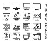 Computer Icon Set Vector, Monitor icon, PC Icon set vector