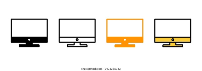 Computer icon set vector. computer monitor sign and symbol