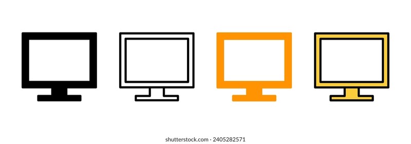 Computer icon set vector. computer monitor sign and symbol