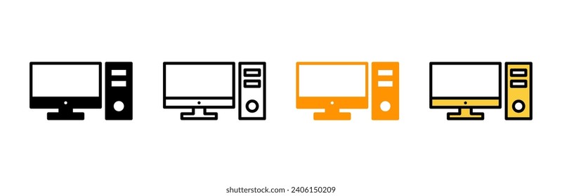 Computer icon set vector. computer monitor sign and symbol