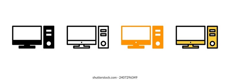 Computer icon set vector. computer monitor sign and symbol