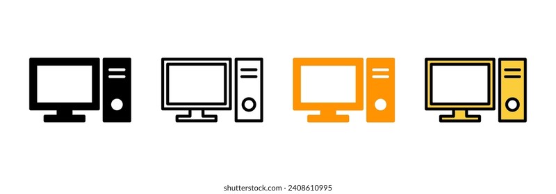 Computer icon set vector. computer monitor sign and symbol