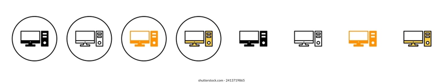 Computer icon set vector. computer monitor sign and symbol