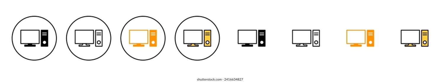 Computer icon set vector. computer monitor sign and symbol
