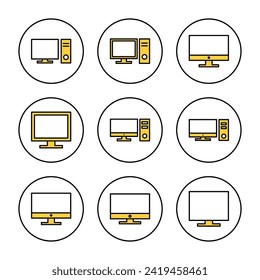 Computer icon set vector. computer monitor sign and symbol