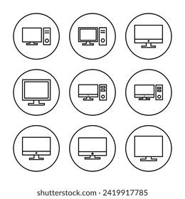 Computer icon set vector. computer monitor sign and symbol