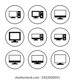 Computer icon set vector. computer monitor sign and symbol
