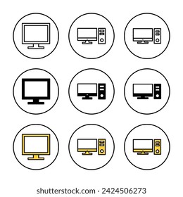 Computer icon set vector. computer monitor sign and symbol