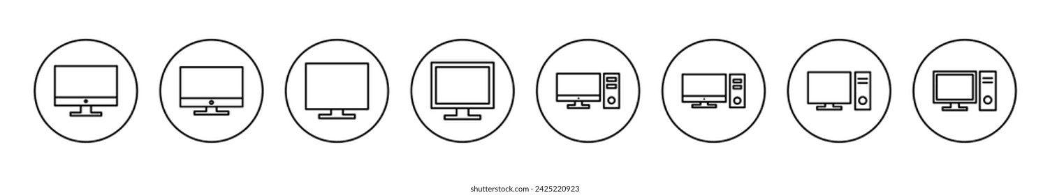 Computer icon set vector. computer monitor sign and symbol