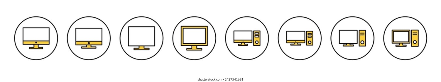 Computer icon set vector. computer monitor sign and symbol