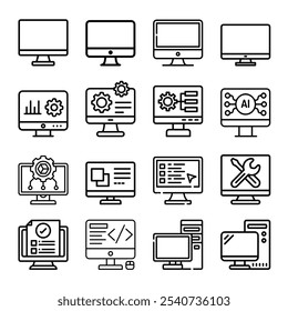 Computer Icon Set Vetor, ícone Monitor, ícone PC Icon set vetor