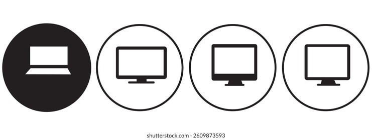 Computer icon set vector. computer monitor sign and symbol