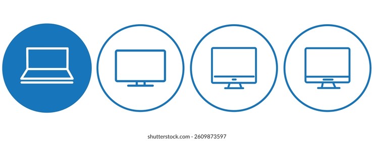 Computer icon set vector. computer monitor sign and symbol