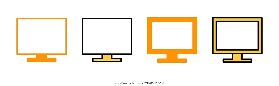 Computer icon set for web and mobile app. computer monitor sign and symbol