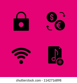 computer icon set. wifi, exchange and lock vector icon for graphic design and web