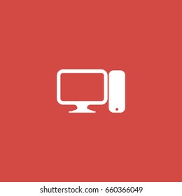 computer icon. sign design. red background