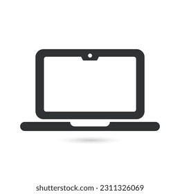 Computersymbol. Computerzeichen und -zeichen. Flaches Notebook-Symbol, Vektorgrafik-Vorlage
