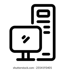Computer icon with simple and line style
