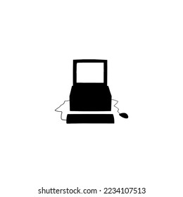 Computer icon. Simple style antivirus software big sale poster background symbol. Computer brand logo design element. Computer t-shirt printing. Vector for sticker.