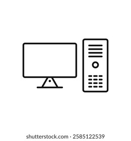 Computer icon. simple thin line vector icon