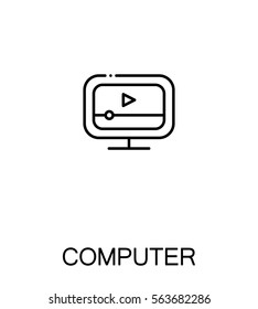 Computer icon. Single high quality outline symbol for web design or mobile app. Thin line sign for design logo. Black outline pictogram on white background