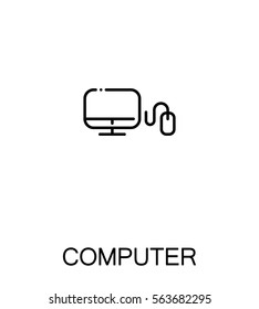 Computer icon. Single high quality outline symbol for web design or mobile app. Thin line sign for design logo. Black outline pictogram on white background