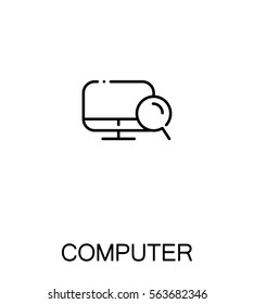 Computer icon. Single high quality outline symbol for web design or mobile app. Thin line sign for design logo. Black outline pictogram on white background