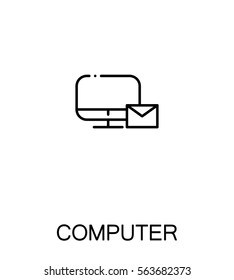 Computer icon. Single high quality outline symbol for web design or mobile app. Thin line sign for design logo. Black outline pictogram on white background