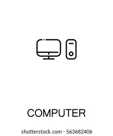 Computer icon. Single high quality outline symbol for web design or mobile app. Thin line sign for design logo. Black outline pictogram on white background