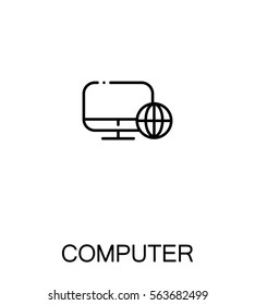 Computer icon. Single high quality outline symbol for web design or mobile app. Thin line sign for design logo. Black outline pictogram on white background