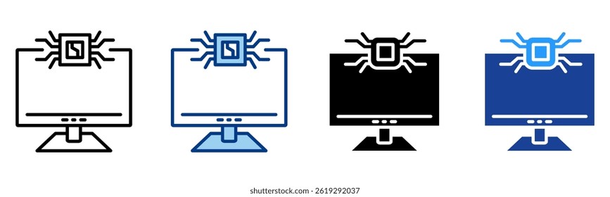 Computer Icon Single Vector Collection