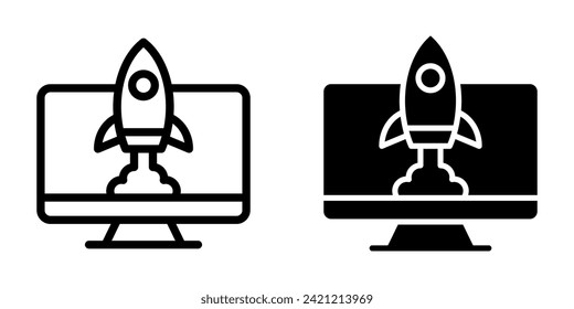 Computer Icon, Startup sign. for mobile concept and web design. vector illustration