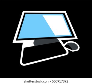 Computer icon, stylized computer, the computer on a black background