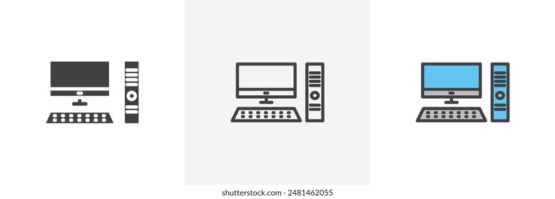 Computer icon symbol collection on white background.