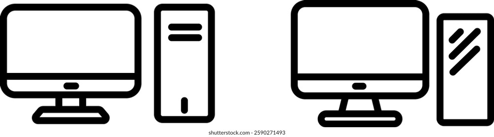 Computer Icon – Symbol Representing Digital Technology, Computing Power, and Online Connectivity