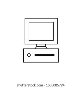 Computer icon, symbol or sign on white background. Vector of classic computer design in flat.