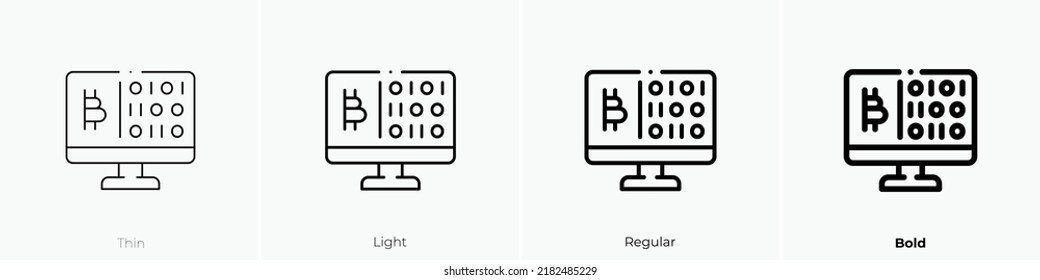 computer icon. Thin, Light Regular And Bold style design isolated on white background