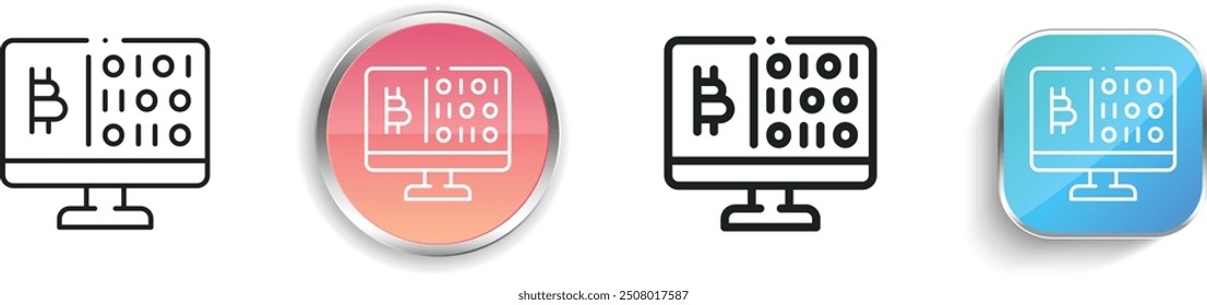 computer icon. Thin Linear, Regular and Button Style Design Isolated On White Background