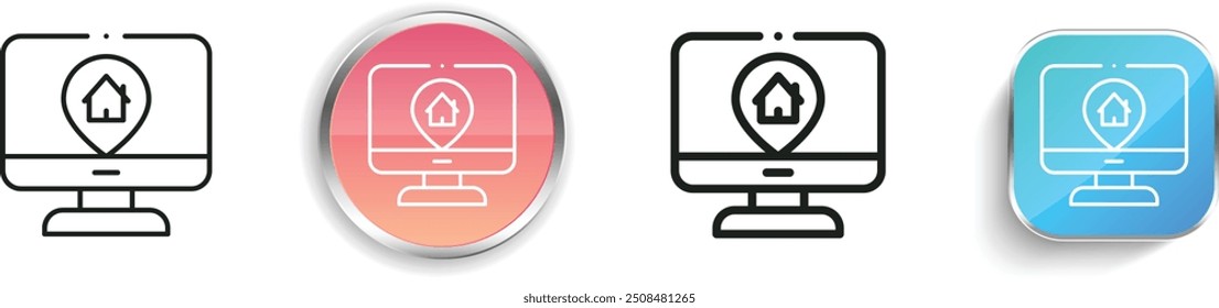 computer icon. Thin Linear, Regular and Button Style Design Isolated On White Background