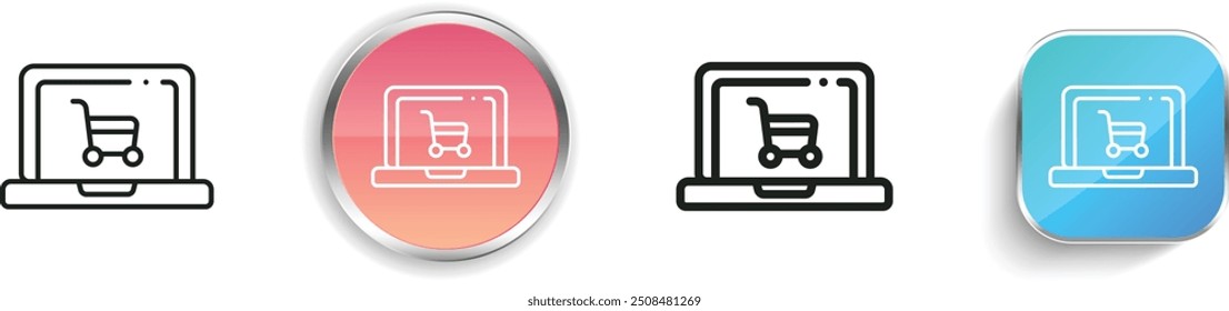 computer icon. Thin Linear, Regular and Button Style Design Isolated On White Background