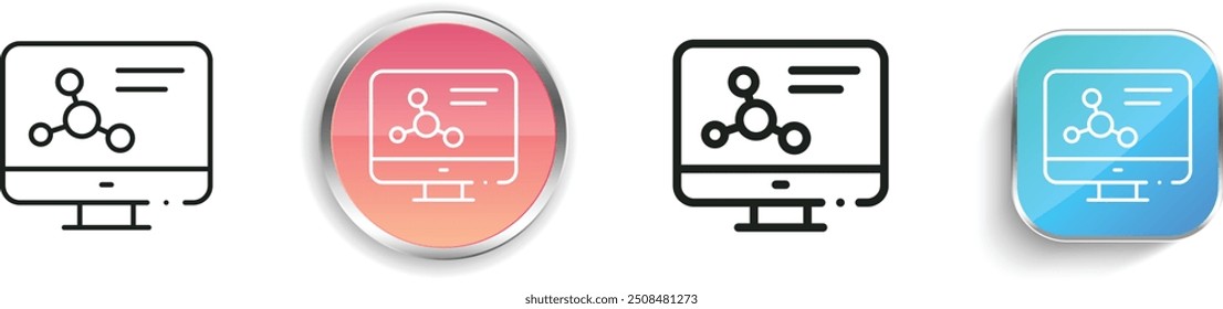 computer icon. Thin Linear, Regular and Button Style Design Isolated On White Background