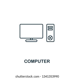 Computer icon. Thin style design from household icons collection. Creativecomputer icon for web design, apps, software, print usage