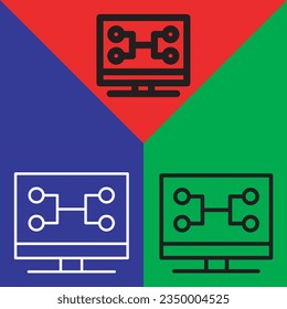 Computersymbol. Computer-Vektorsymbol aus der Sammlung Künstlicher Intelligenz. Computer-, Monitor- oder TV-Symbol im Stil einer Übersicht.