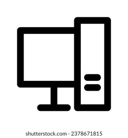 Computer icon vector. Black and white computer icon. Computer icon vector.